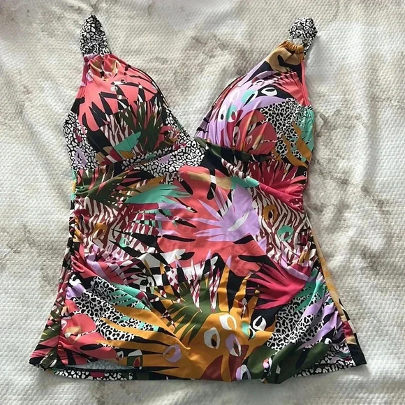 Bleu Rod Beattie Let's Get Loud Plunging Tankini Top Size 12 - Picture 4 of 6